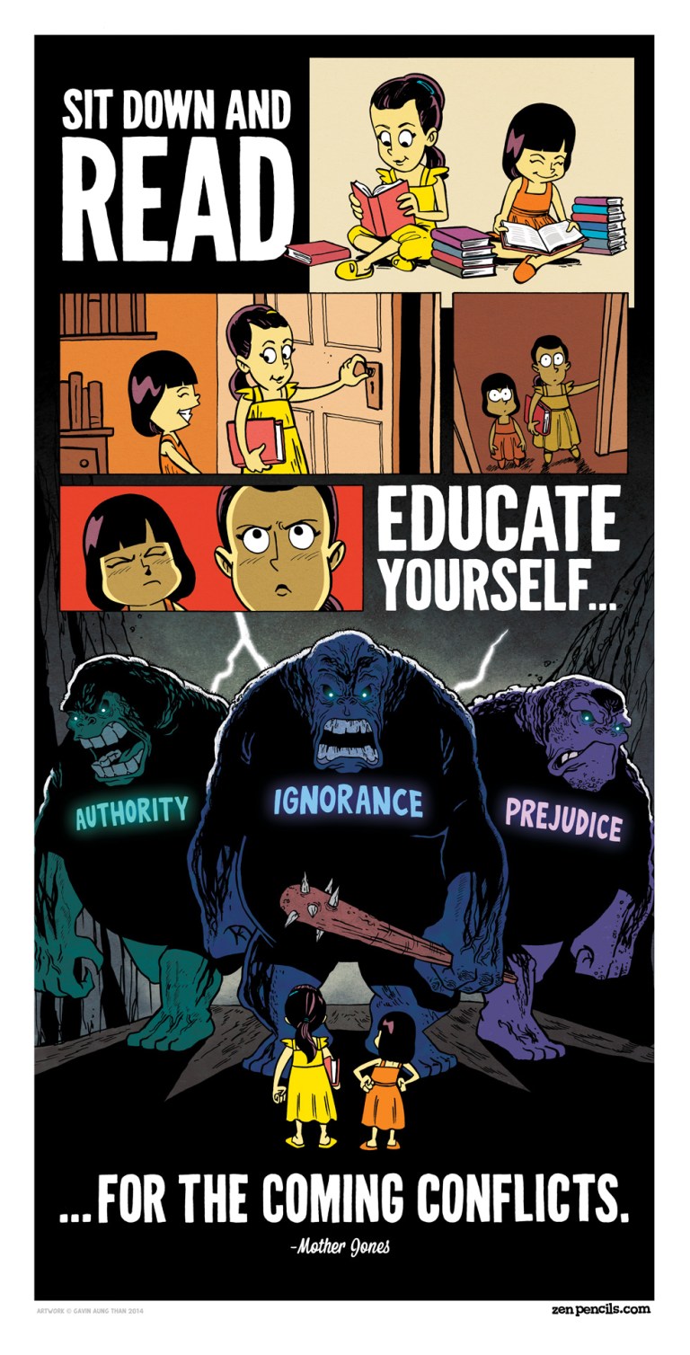 Mother Jones quote interpreted by Zen Pencils
